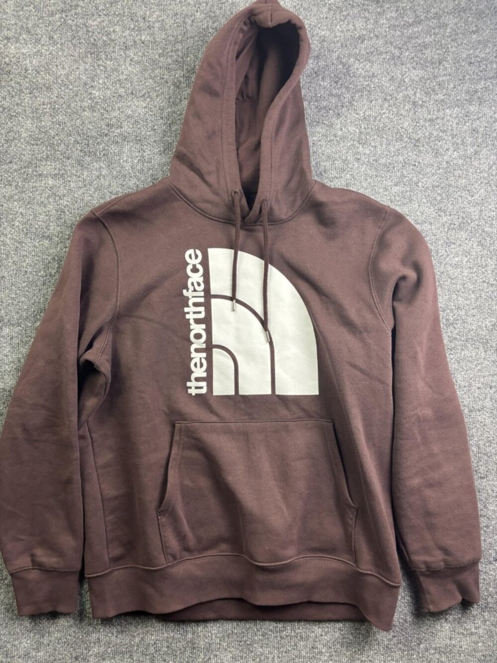 The North Face Hoodie Mens Large Brown Pullover Fleece Sweatshirt Logo Graphic